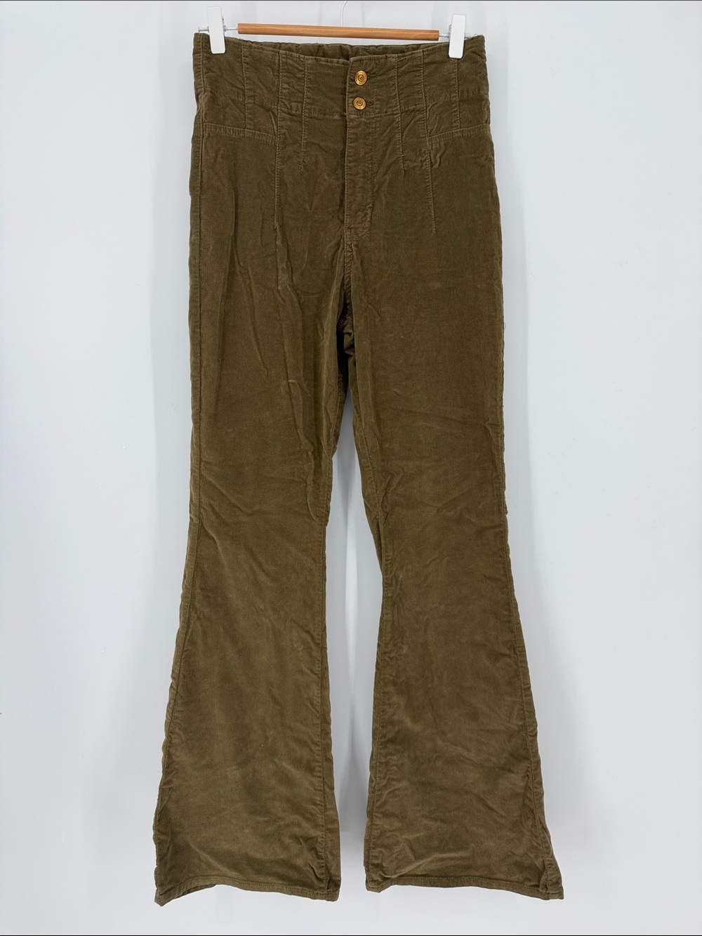 We The Free Free People Size 29 Brown Corduroy High Rise Flare Pants Boho
